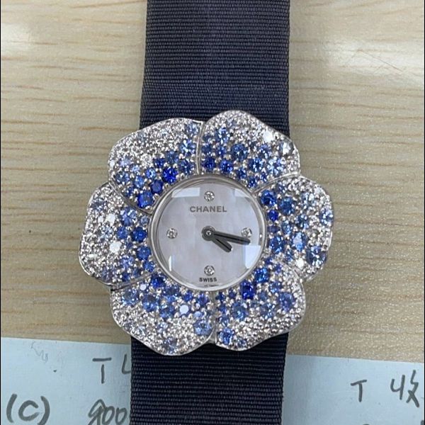 台北流當品拍賣 原裝 少有 CHANEL 香奈兒 山茶花 18K金 石英 女鑽錶 9成9新 喜歡價可議 UJ015
